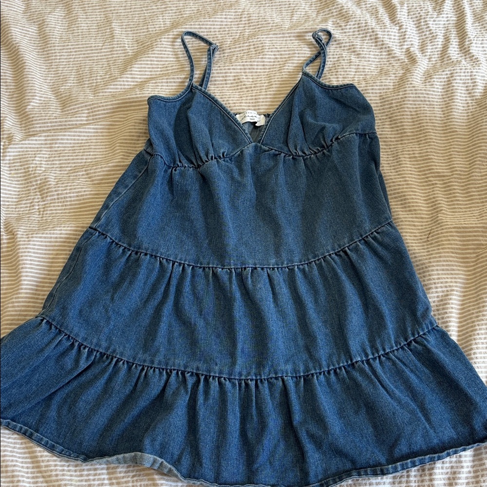 American Threads Blue Denim V-Neck Dress